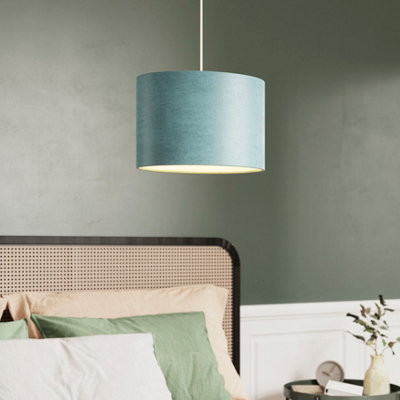 Goodhome Bodmin Light Blue Silver Effect Oval Lamp Shade (D)30Cm