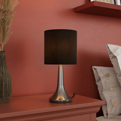 Goodhome Painswick Cylinder Satin Black Nickel Effect Table Lamp
