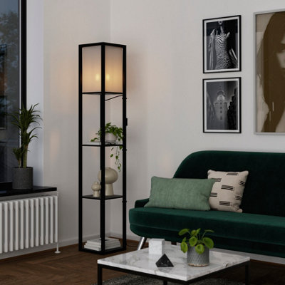 Goodhome Hartland Matt Black & White Floor Lamp