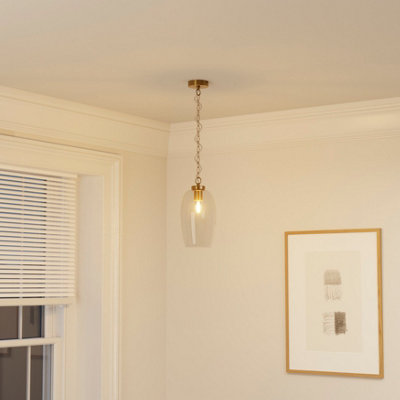 Goodhome Rochford Vintage Satin Antique Brass Effect Pendant Ceiling Light, (Dia)170Mm