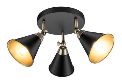 Goodhome Sandown Plate Matt Antique Brass Effect 3 Light Spotlight