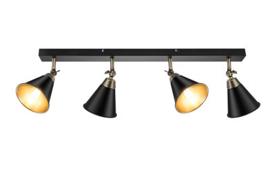 Goodhome Sandown Matt Antique Brass Effect 4 Light Spotlight