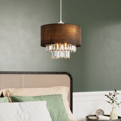 Goodhome Crowle Black & Clear Round Lamp Shade (D)30Cm