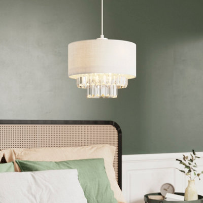 Goodhome Crowle White & Clear Round Lamp Shade (D)30Cm
