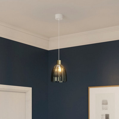 Goodhome Battle Green Brass Effect Round Lamp Shade (D)22Cm