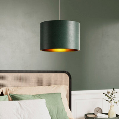 Goodhome Bodmin Dark Green Round Lamp Shade (D)30Cm