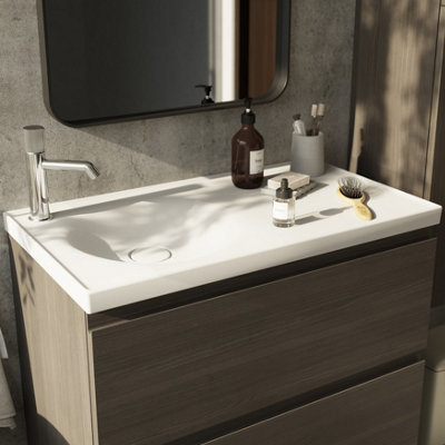 Goodhome Kentia Matt White Rectangular Vanity Basin (W)80.6Cm