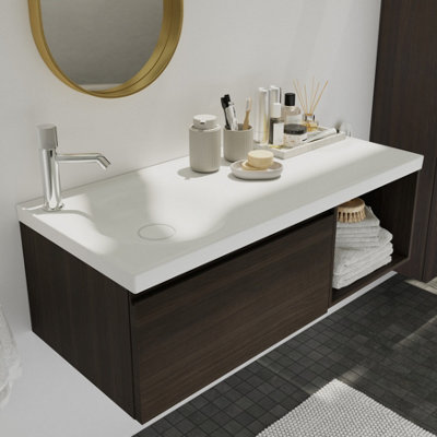 Goodhome Kentia Matt White Rectangular Vanity Basin (W)100.6Cm