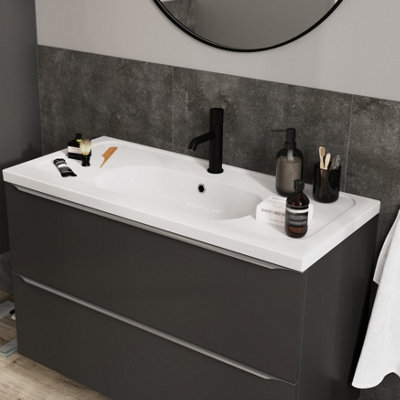 Goodhome Levanna Gloss White Rectangular Vanity Basin (W)100.6Cm