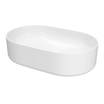 Goodhome Levanna Slim Gloss White Oblong Counter Top Basin (W)48Cm