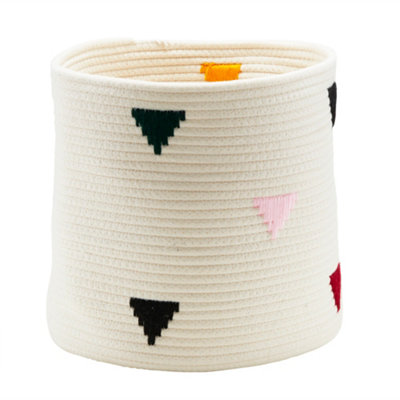 Goodhome Mixxit Triangle White Cotton Storage Basket (H)30Cm (W)30Cm (D)30Cm