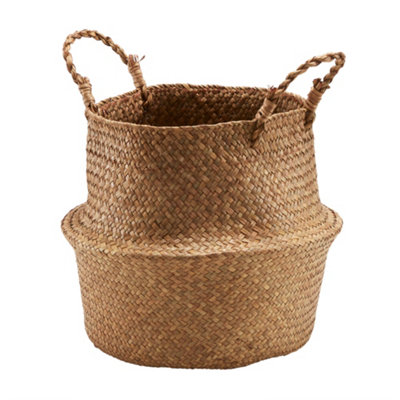 Goodhome Mixxit Belly Natural Seagrass Storage Basket (H)36Cm (W)30Cm (D)30Cm