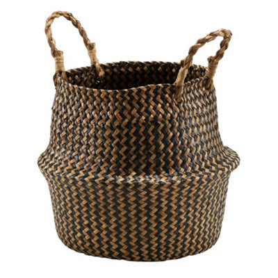 Goodhome Mixxit Zig Zag Natural Seagrass Storage Basket (H)36Cm (W)30Cm (D)30Cm