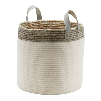 Goodhome Mixxit White Cotton Storage Basket (H)36Cm (W)30Cm (D)30Cm