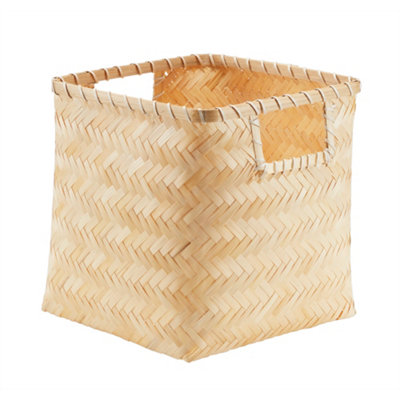 Goodhome Mixxit Natural Wood Storage Basket (H)30Cm (W)30Cm (D)30Cm