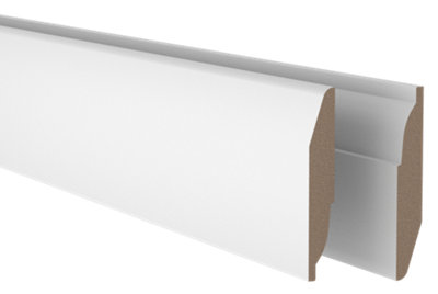 B&Q Goodhome Fully Finished White Mdf Chamfered & Ovolo Skirting Board (L)2400Mm (W)119Mm (T)14.5Mm
