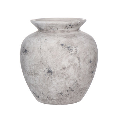 B&Q Grey Ceramic Rustic Vase, (H)27Cm (D)26Cm