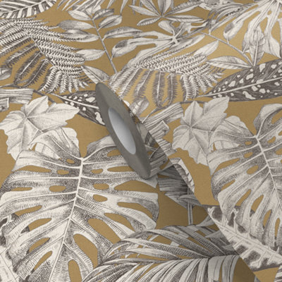 Goodhome Balito Beige Foliage Textured Wallpaper