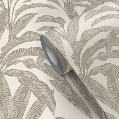 Goodhome Duffy Beige Palm Textured Wallpaper
