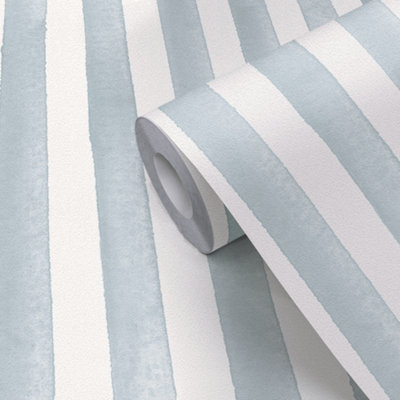 Goodhome Satori Blue Stripes Textured Wallpaper
