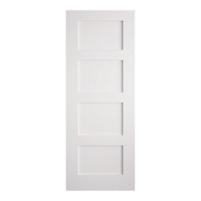 Fortia White 4 Panel Unglazed Shaker Pine Veneer Internal Pine Door, (H)1981Mm (W)762Mm (T)35Mm