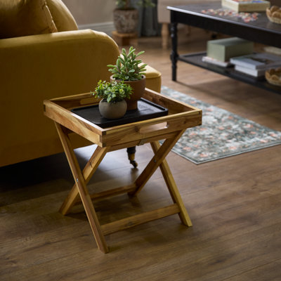B&Q Oak Effect Foldable Tray Table (H)44Cm (W)40Cm