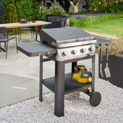 Goodhome Powell Black 4 Burner Gas Bbq