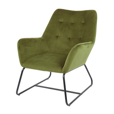 B&Q Turio Green Velvet Effect Relaxer Chair (H)800Mm (W)650Mm (D)815Mm
