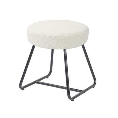 B&Q Turio Boucle White Padded Stool