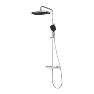 Goodhome Kentia Chrome Effect Thermostatic Mixer Multi Head Shower With 2 Heads & 1.5M Hose Length