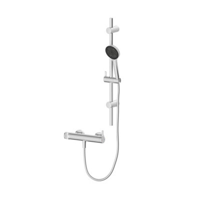Goodhome Chrome Effect Wall-Mounted Mechanical Mixer Shower Kit & 1.5M Hose Length