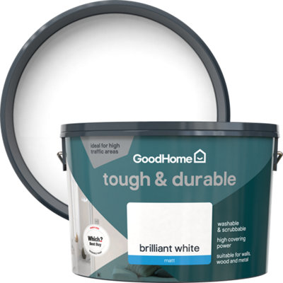 Goodhome Tough & Durable Brilliant White Matt Wall & Ceiling Emulsion Paint, 10L