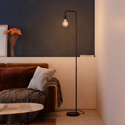Goodhome Ghlin Matt Black Floor Lamp