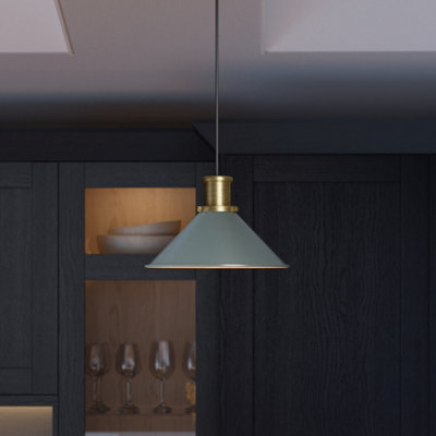 Goodhome Danvers Green Coolie Cone Lamp Shade (D)26Cm