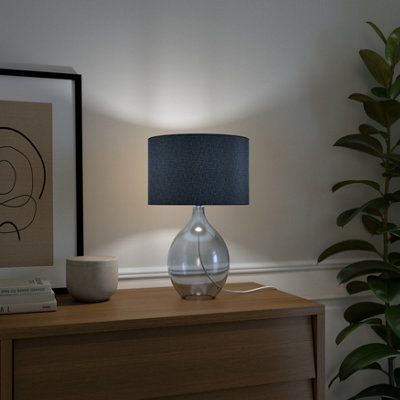 Goodhome Cushing Teardrop Shiny Blue & Beige Table Lamp