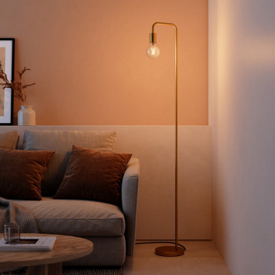 Goodhome Ghlin Satin Brushed Gold Effect Floor Lamp