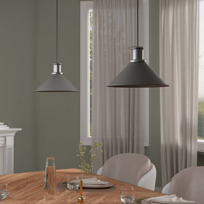 Goodhome Danvers Grey Brushed Effect Coolie Cone Lamp Shade (D)26Cm