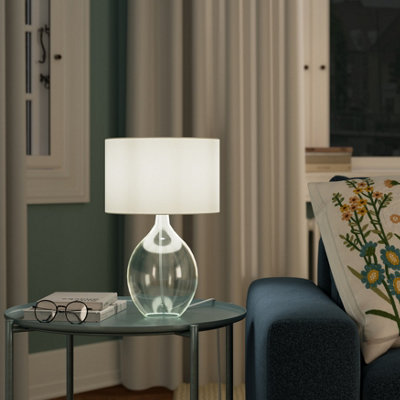 Goodhome Cushing Teardrop Shiny Green & Cream Table Lamp