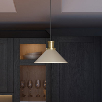 Goodhome Danvers Taupe Coolie Cone Lamp Shade (D)26Cm