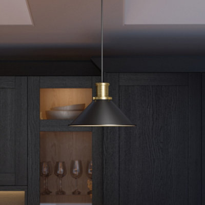 Goodhome Danvers Black Coolie Cone Lamp Shade (D)26Cm