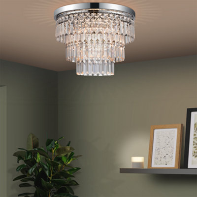 Goodhome Asuia Gloss Metal & Plastic Chrome Silver Effect Ceiling Light