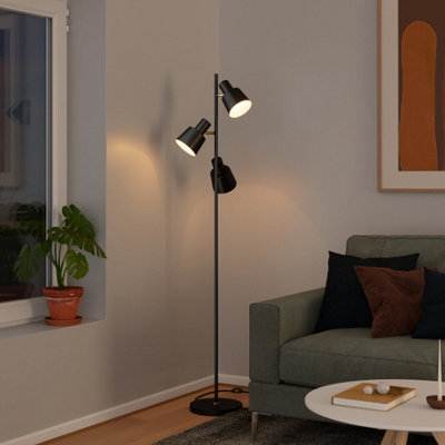 Goodhome Norwalk Matt Black 3 Lights Floor Lamp