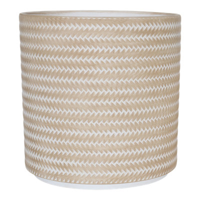 Verve Beige Rattan Effect Terracotta Plant Pot (Dia) 19Cm, (H)19Cm
