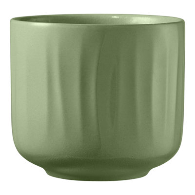 Verve Bagua Green Ceramic Plant Pot (Dia) 16Cm, (H)14Cm