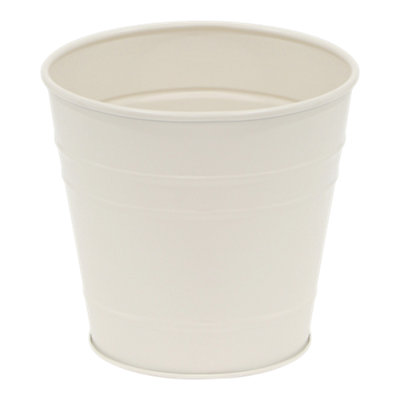 Verve Matt White Metal Plant Pot (Dia) 20Cm, (H)16Cm