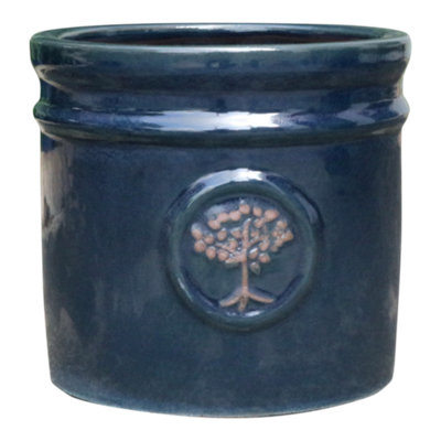 Verve Navy Ceramic Plant Pot (Dia) 20Cm, (H)19Cm, 4L