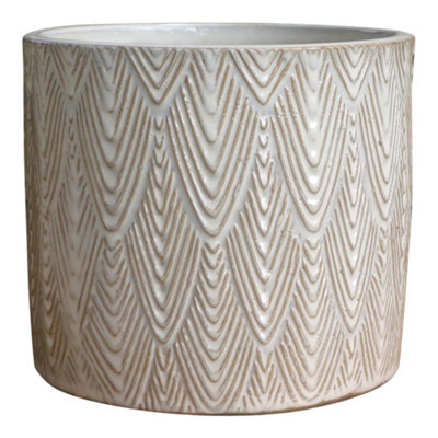 Verve Green Ceramic Plant Pot (Dia) 20Cm, (H)17Cm