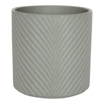 Verve Green Wave Ceramic Plant Pot (Dia) 13Cm, (H)13Cm