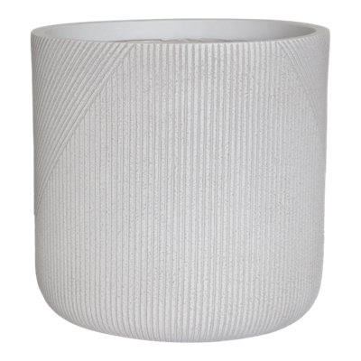 Verve White Fibreclay Plant Pot (Dia) 30Cm, (H)30Cm