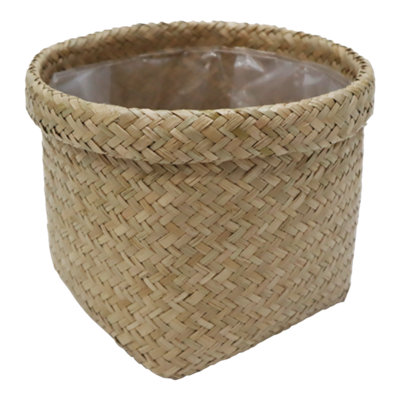 Verve Natural Woven Seagrass Plant Pot (Dia) 24Cm, (H)20Cm